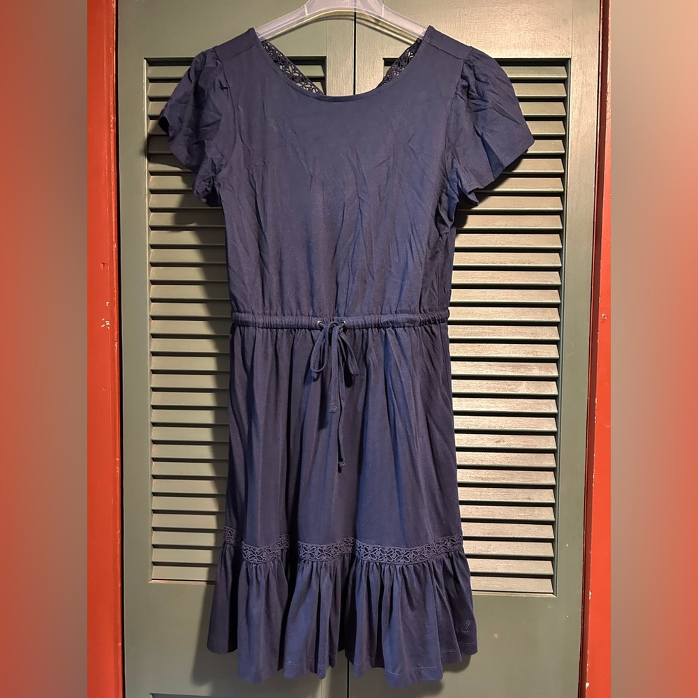 Nautica Navy Crochet Detail Dress